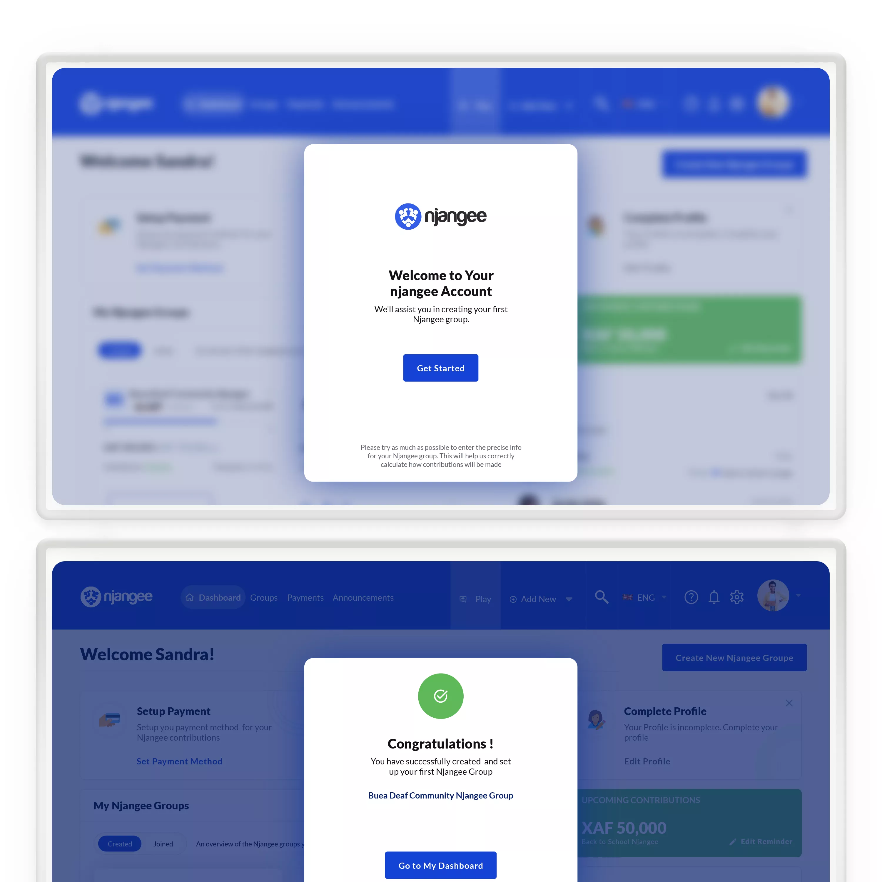 njangee-user-dashboard 1 - ui-mockup -twinheroe - designs